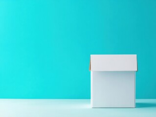Aufkleber - Minimalist Packaging Mockup Clean White Box on Vibrant Turquoise - Contemporary Product Design for Branding, Marketing, and Digital Presentation
