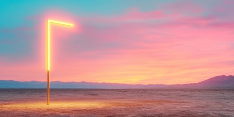 Aufkleber - Minimalist Neon Light Installation Futuristic Beachfront Art with Reflective Sands - Modern Aesthetic for Luxury Resorts and Digital Marketing Campaigns