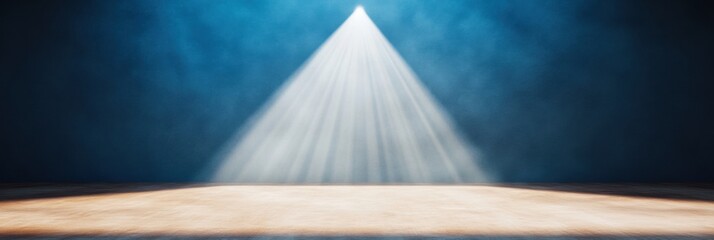 Poster - Ambient Theatrical Stage with Dramatic Spotlight on Wooden Floor - Visual Content for Entertainment Branding and Artistic Event Promotion