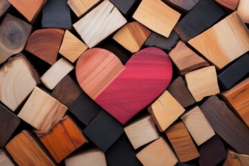 Poster - Rustic Heart Design Reclaimed Wooden Pieces on Weathered Planks for Authentic Home Decor and Sustainable Lifestyle Interiors - Handmade Craft Inspiring Natural Connections