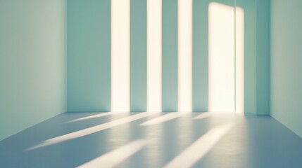 Poster - Minimalist Hospital Corridor Design Illuminated Soft Blue Floor and White Lights - Enhancing Healthcare Interiors for Tranquility and Focus