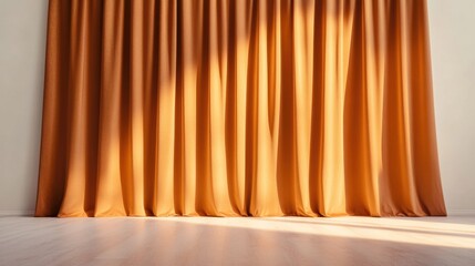 Poster - Velvet Theater Stage Curtains Elegant Dramatic Space with Wooden Floors for Performing Arts and Creative Industry Event Design, Enhancing Anticipation and Artistic Imagery