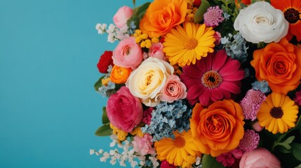 Aufkleber - Hyper-Realistic Floral Art Vibrant Multicolored Bouquet with Rich Textures for Seasonal Graphic Design, Premium Event Decor, and Modern Marketing Campaigns
