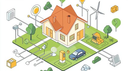 modernized energy transmission network with smart home and sustainable infrastructure