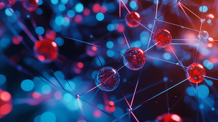 Abstract Network of Red and Blue Spheres