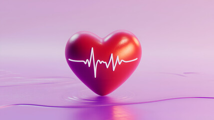 Wall Mural - A Smooth 3D Heart Pulsing with Life in a Soft Pastel Space