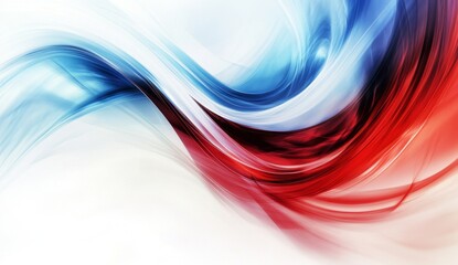 Abstract dynamic flowing curves, red blue white design, background swirl