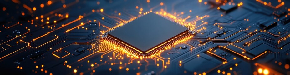 Aufkleber - CPU on Circuit Board with Energy Flow