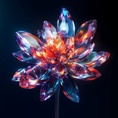 Wall Mural - a luminous crystal bloom, abstract floral art with dazzling light refraction showcasing gemstone-lik