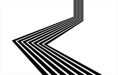 Wall Mural - black on white abstract perspective line stripes with 3d dimensional effect, optical art illusion li