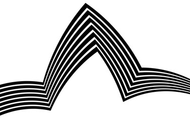 Wall Mural - black on white abstract perspective line stripes with 3d dimensional effect, optical art illusion li