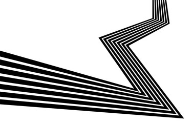 Wall Mural - black on white abstract perspective line stripes with 3d dimensional effect, optical art illusion li