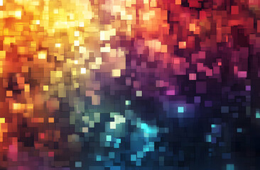 Wall Mural - abstract pixelated aurora, a mesmerizing symphony of light and color in a digitally rendered masterp