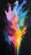 © Farid - Multicolored paint explosion radiates against a solid black background