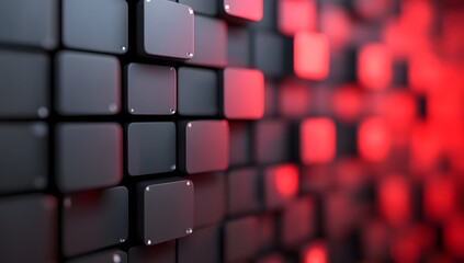 Wall Mural - abstract dark gray & red blocks wall