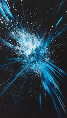 Wall Mural - An abstract explosion of blue and white against a black backdrop
