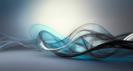 Wall Mural - abstract flowing shapes in shades of blue, black, and white create a dynamic and modern design. the 