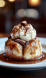 © Lucianastudio - Delicious Warm Cinnamon Roll with Cream and Caramel Sauce, a Sweet Temptation