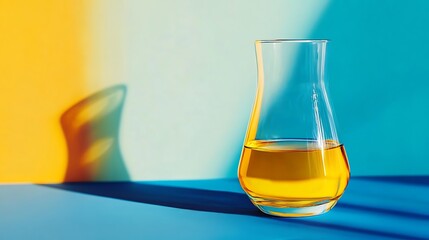 Wall Mural - Golden Hour: A Glass of Whisky with Teal and Amber Hues