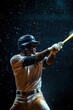 © Serhii - Baseball player makes powerful swing as ball approaches during a game under dramatic lighting