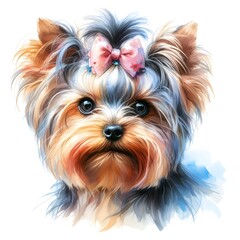 Wall Mural - 흰 배경, 요크셔테리어, 수채화, jpeg (white background, Yorkshire Terrier, water colour, jpeg)