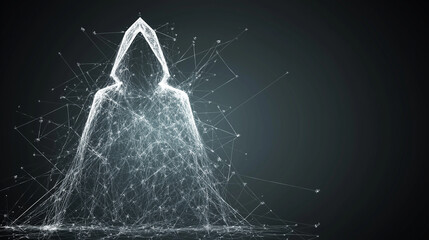 Digital Phantom: An enigmatic figure cloaked in a digital web of connections and networks, radiating an aura of mystery and technological intrigue, perfect for cybersecurity, hacking.