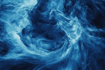Wall Mural - blue swirling smoke, abstract art, dark background, design element