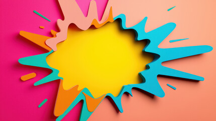 Wall Mural - Bright and playful pop art background with colorful burst shapes