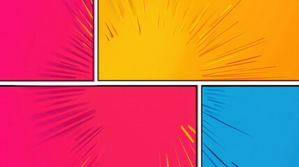 Wall Mural - Colorful pop art background with vibrant pink, yellow, and blue panels