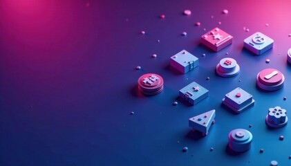 Gradient app icons on a minimalist background, tech graphics, gradients, digital art