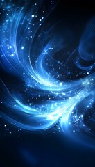 Wall Mural - abstract blue light streaks and sparkling particles in dark space