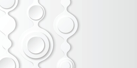 Wall Mural - white abstract neumorphism background with overlapping paper cut circles and curved shapes. subtle s