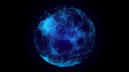 Wall Mural - technology blue sphere with connecting dots and lines. digital abstract network structure. 3d render