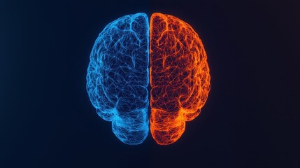 Sticker - Illuminated Brain Illustration in Blue and Orange Glow Design