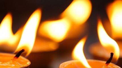 Leinwandbilder - Beautifully lit candles creating a warm and inviting atmosphere for relaxation and meditation : Generative AI