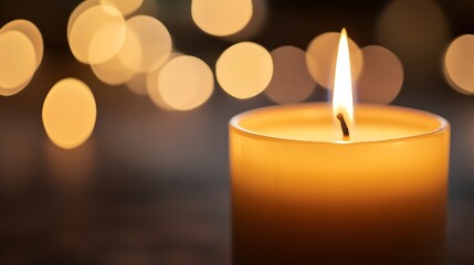 Aufkleber - Beautiful Candle Flame Glowing Brightly Against a Soft Blurred Background : Generative AI