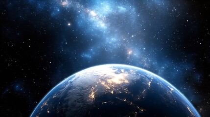 Aufkleber - A breathtaking view of Earth set against a starry background showcasing the beauty of space : Generative AI