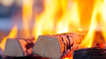 Aufkleber - Logs burning brightly in the fireplace creating a warm and inviting atmosphere for the home : Generative AI