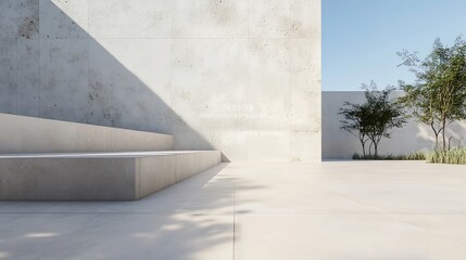 Poster - Modern architectural design featuring clean lines and minimalistic elements with sunlight creating intriguing shadows : Generative AI