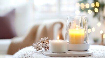 Fototapete - Cozy Candlelight Decor with Soft Lighting and a Relaxing Atmosphere : Generative AI
