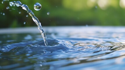 Aufkleber - Close up of water splashing in a serene natural setting with beautiful blurred background : Generative AI