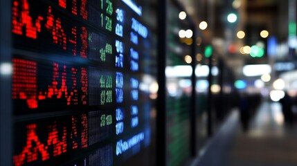 Leinwandbilder - Dynamic Financial Market Display with Stock Ticker Symbols and Data for Investment Analysis : Generative AI