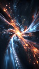 Wall Mural - An abstract swirl of orange and blue light emanates outward
