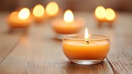 Poster - Tranquil Lit Candle Creating a Warm Atmosphere in a Cozy Room : Generative AI
