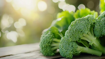 Poster - Freshly harvested broccoli showcasing vibrant green color and natural sunlight : Generative AI