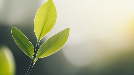 Poster - Closeup of fresh green leaves showcasing vibrant growth and natural light : Generative AI