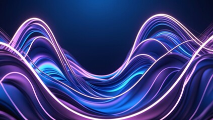 Wall Mural - Abstract Glowing Waves: Dynamic Purple and Blue Energy Flow