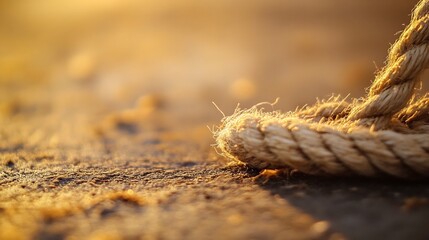 Poster - Detailed close up of a rustic rope on a weathered surface captured in natural light : Generative AI