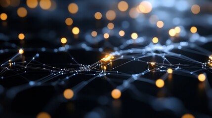 Poster - Abstract glowing network of connections and lights creating a futuristic digital landscape : Generative AI