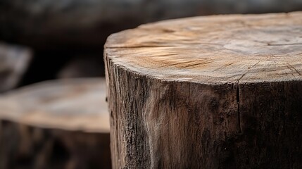 Poster - Closeup view of a textured log showing natural wood grain and rustic charm : Generative AI